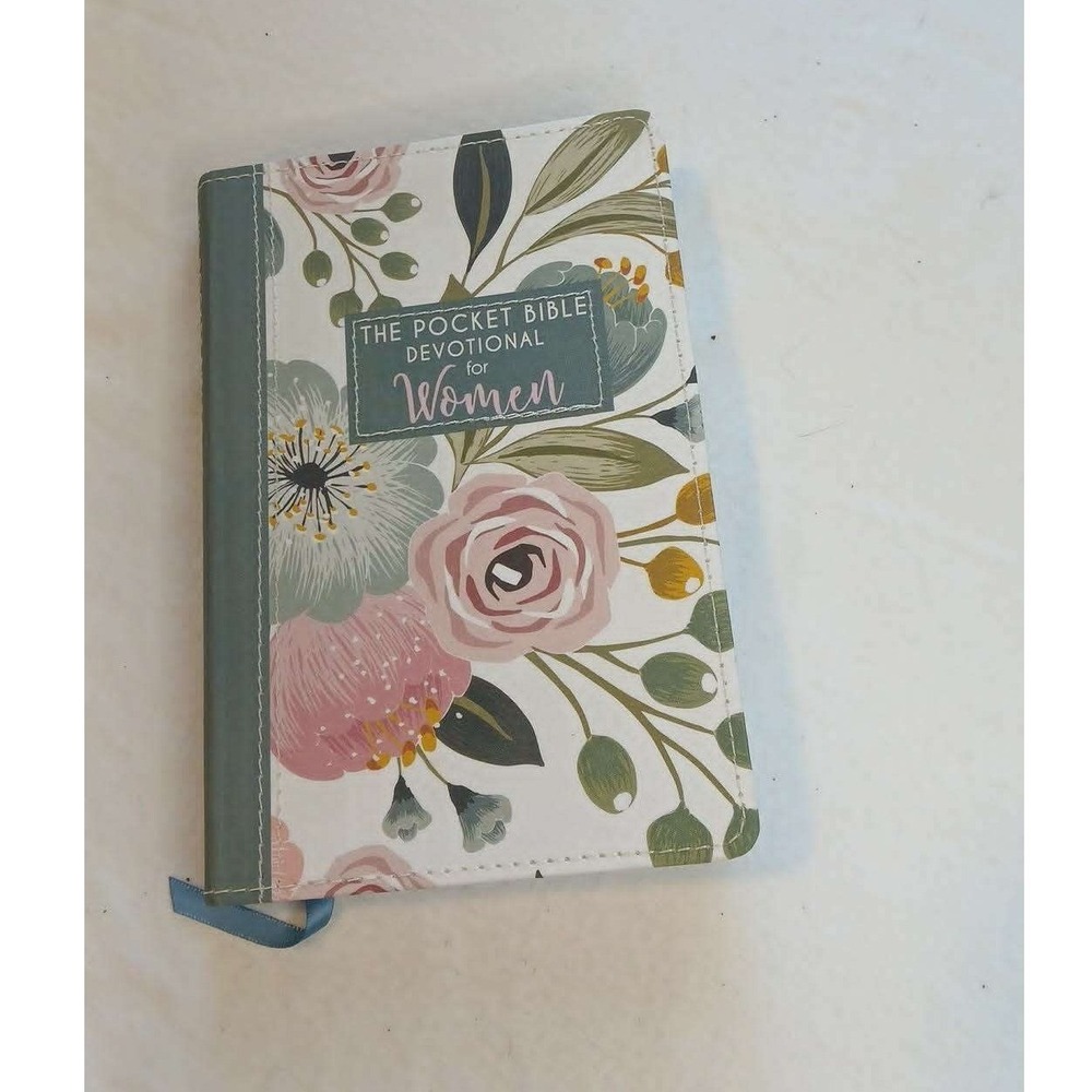 The Pocket Bible Devotional For Women Floral Faux Leather Ribbon Bookmark Teal